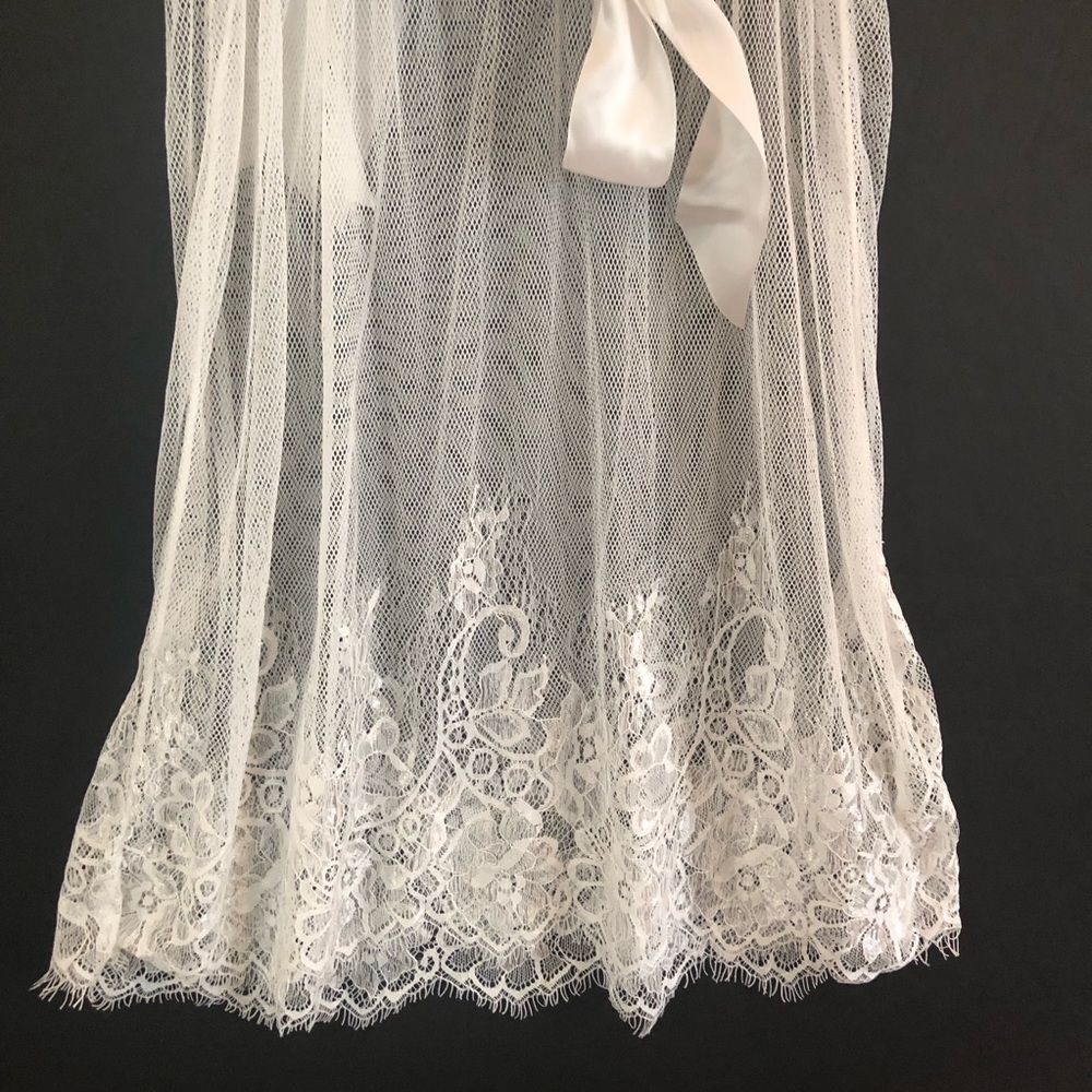 VINTAGE White Eyelash Lace Bow WEDDING NIGHTGOWN❤️ - Picture 9 of 13